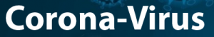 Logo einer medizinischen Plattform mit dem Fokus auf Coronavirus-Informationen, dargestellt in blauen und weißen Farbtönen.