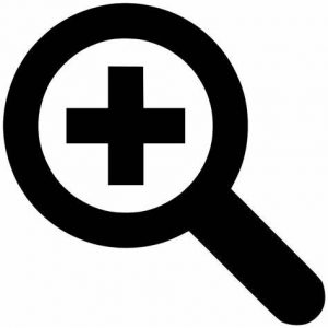 Symbol einer Lupe mit Pluszeichen, das eine Vergrößerungsfunktion darstellt, ideal für Such- und Zoom-Funktionen auf Webseiten.