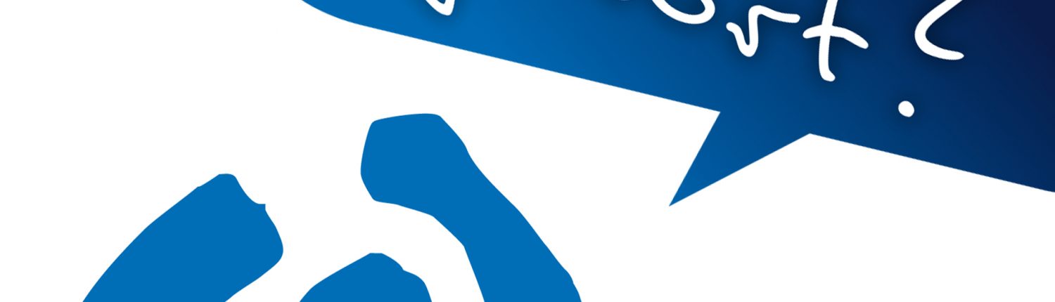 Ein blaues Symbol, das wie eine einfache, stilisierte Person aussieht.