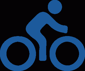 Symbol eines Radfahrers auf einem Fahrrad, geeignet für Themen wie Sport, Fitness und umweltfreundliche Mobilität.