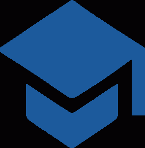 Symbol eines akademischen Huts in Blau, das Bildung und Erfolg repräsentiert. Ideal für Themen rund um Studium, Abschluss und akademische Errungenschaften.