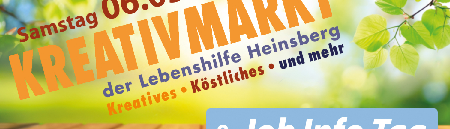 Aktivmarkt der Lebenshilfe Heinsberg am 06.05. von 11 bis 17 Uhr, präsentiert kreative Produkte und Jobinformationen.