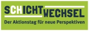 Logo der Veranstaltung "Sichtwechsel - Ein Tag für neue Perspektiven" auf grünem Hintergrund.