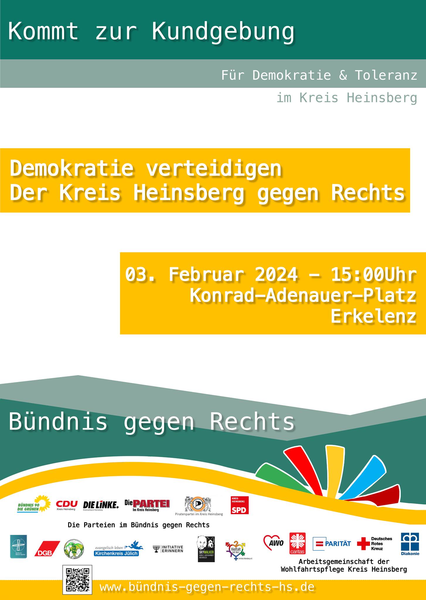 Einladung zur Veranstaltung "Demokratie stärken: Der Kreis Rems-Murr gegen Rechts" am 21. Januar 2024 im Bürgerzentrum in Waiblingen.