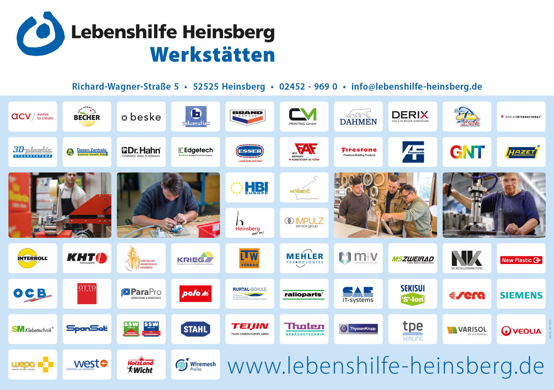 plk_Referenzen-06-2025 Ein Plakat, das eine Liste von Logos zeigt. Alles Partnerunternehmen der Lebenshilfe Werkstätten.
