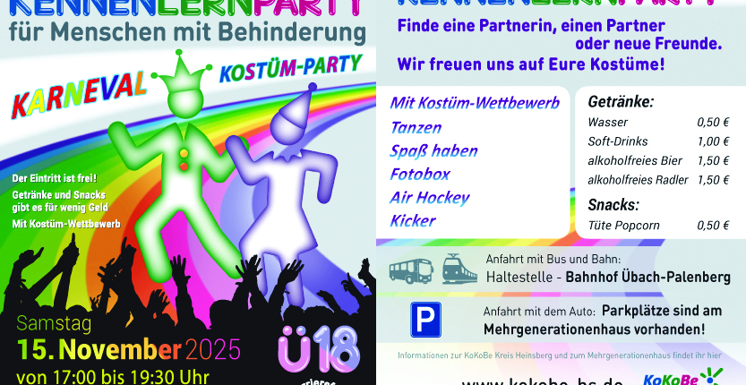 Menschen feiern auf einem Platz. Es gibt viele bunte Lichter und Flaggen.