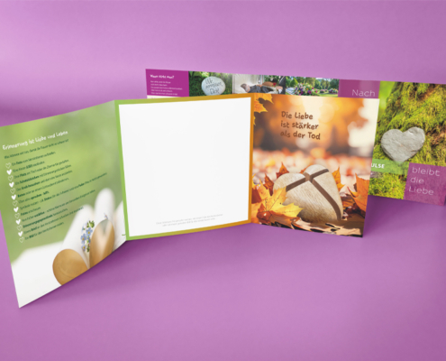 Zwei Hände halten einen Stein. Der Hintergrund ist grün mit Pflanzen.