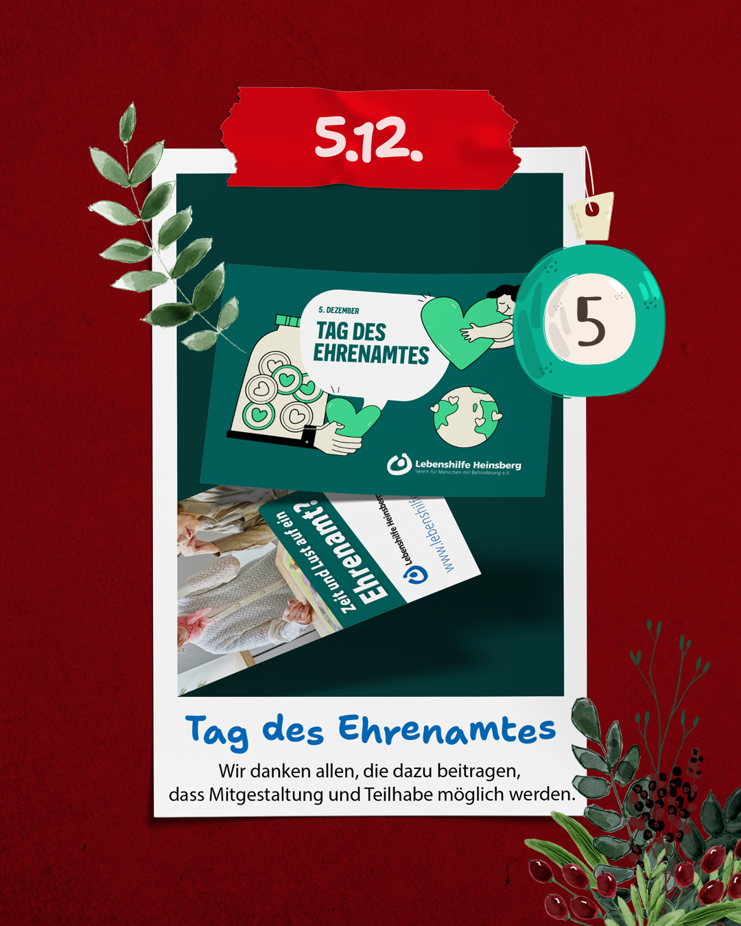 Ein Kalender zeigt den 5. Dezember. Darauf steht "Tag des Ehrenamtes".