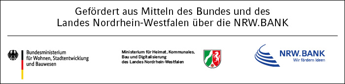 Logo des Landes Nordrhein-Westfalen. Es zeigt die Farben schwarz, rot und gelb in einem stilisierten Wappen.
